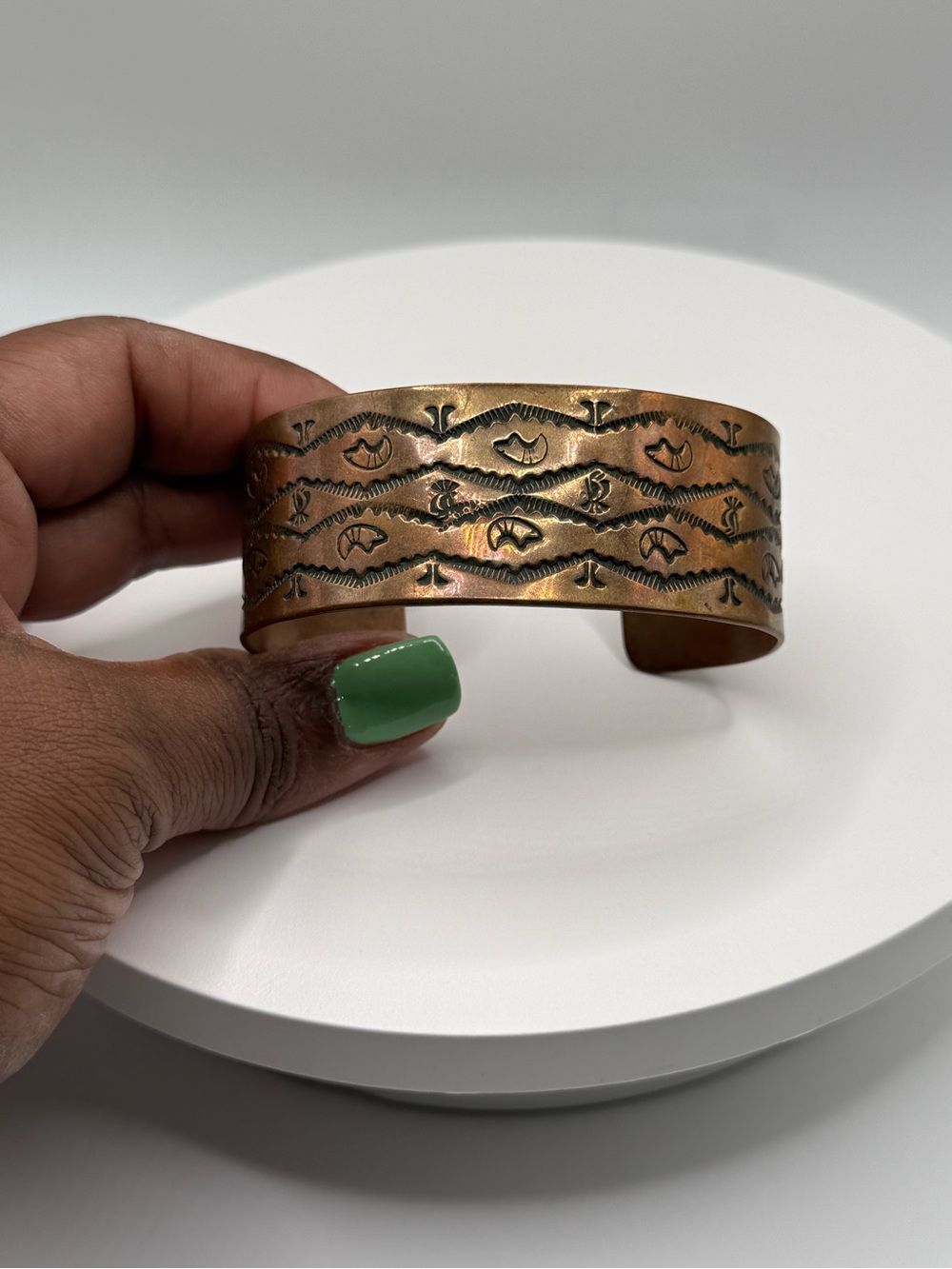 Vintage Maisel’s Souvenir Company Solid Copper Hand Stamped Cuff Bracelet-Signed